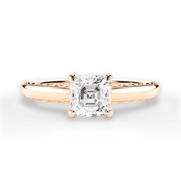 The Alessia Asscher Cut 18kt Rose Gold Engraved Solitaire Engagement Ring
