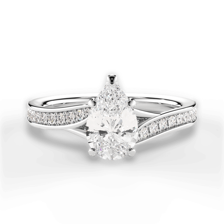 The Alba Princess Cut Platinum Bypass Micropavé Diamond Band Engagement Ring