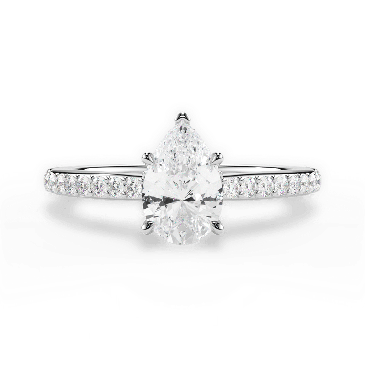 The Suri Pear Cut Platinum Hidden Halo Diamond Engagement Ring