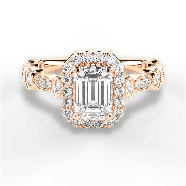 18kt Rose Gold Round & Marquise Diamond Halo Engagement Ring
