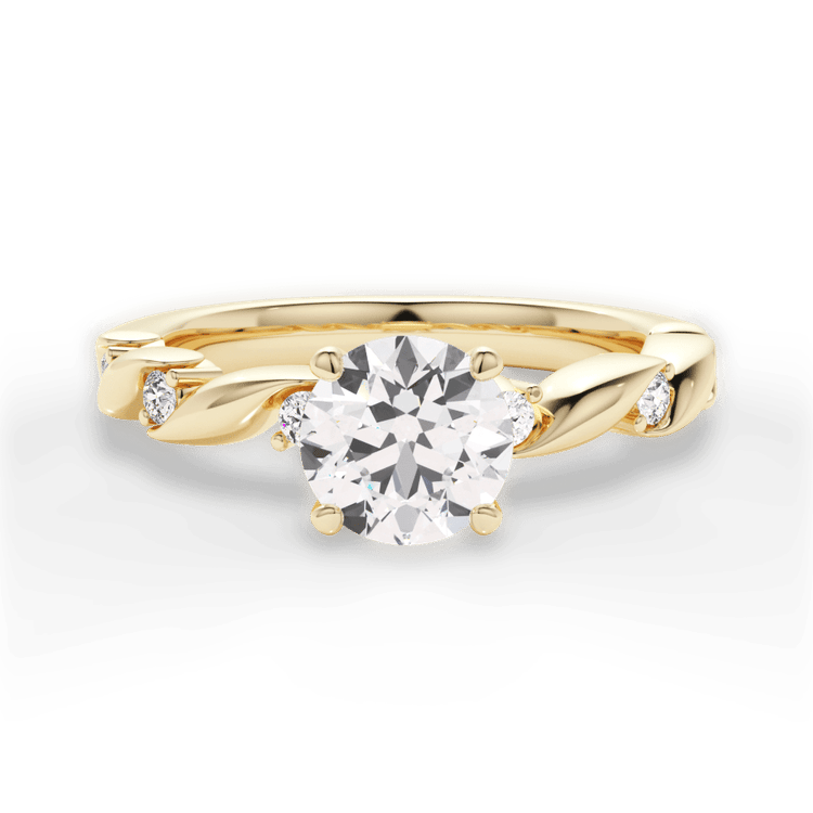 The Zariah Round Cut 18kt Yellow Gold Coil Twist Diamond Engagement Ring