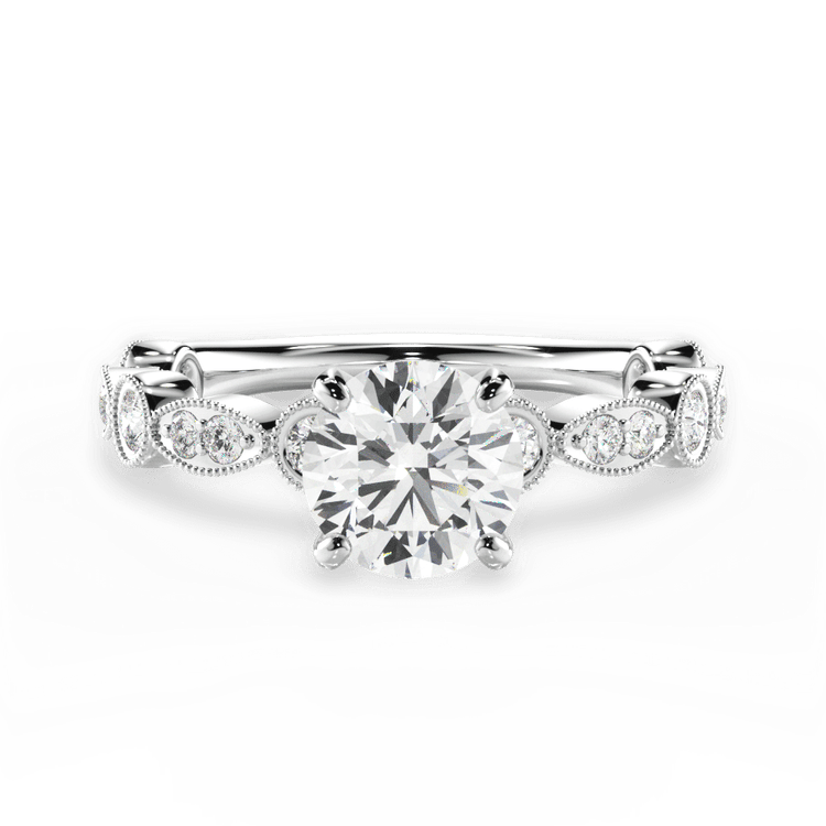 The Ciela Round Cut Platinum Split Double Band Solitaire Engagement Ring