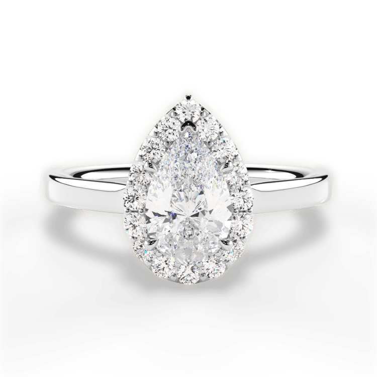 The Ivy Princess Cut Platinum Plain Band French-Set Halo Engagement Ring