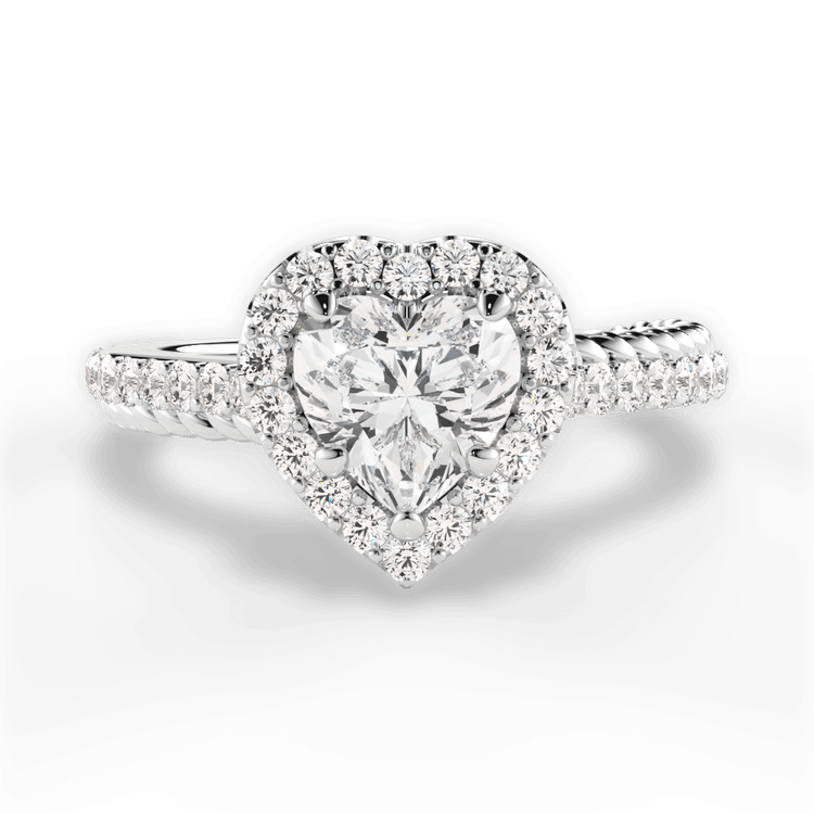 The Xiomara Heart Shaped Platinum Two-Sided Split Diamond Engagement Ring