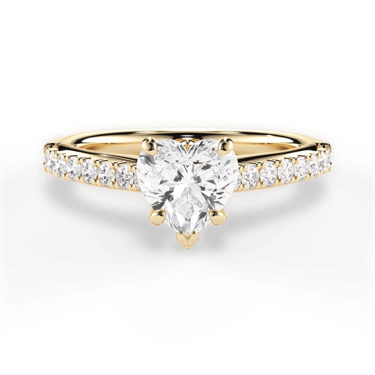 The Adele Heart Shaped 18kt Yellow Gold French-Set Diamond Band Engagement Ring