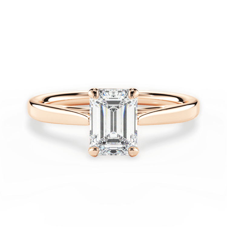 The Vera Emerald Cut 18kt Rose Gold Solitaire Engagement Ring