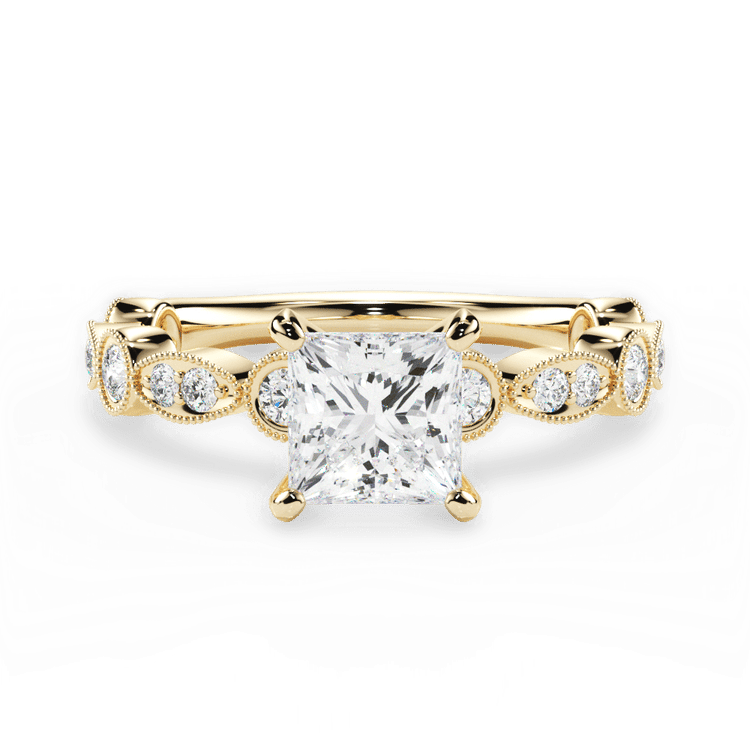 The Ciela Pear Shaped 18kt Yellow Gold Split Double Band Solitaire Engagement Ring