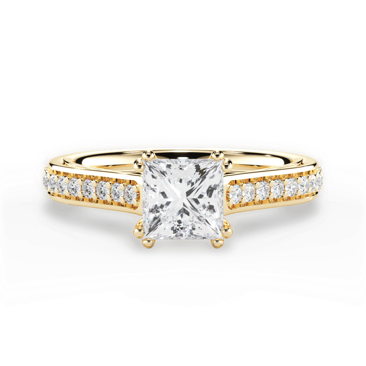 The Gloria Pear Shaped 18kt Yellow Gold Pavé Double-Prong Engagement Ring