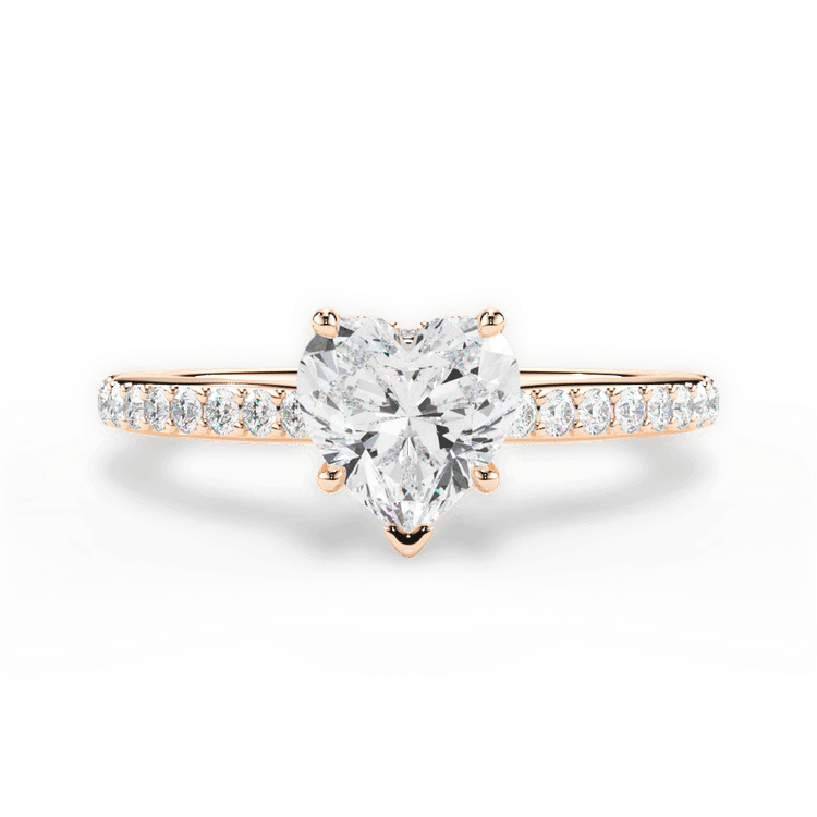 The Suri Heart Shaped 18kt Rose Gold Hidden Halo Diamond Engagement Ring