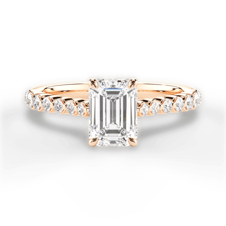 The Mikaela Emerald Cut 18kt Rose Gold Floating Diamond Engagement Ring