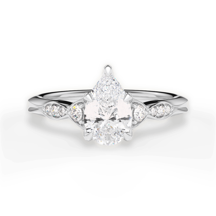 The Alida Princess Cut Platinum Vintage Diamond Accent Engagement Ring