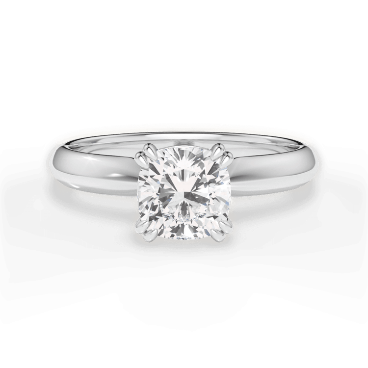 The Tallulah Cushion Cut Platinum Solitaire Knife-Edge Tulip Engagement Ring
