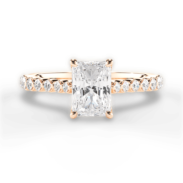 The Mikaela Radiant Cut 18kt Rose Gold Floating Diamond Engagement Ring