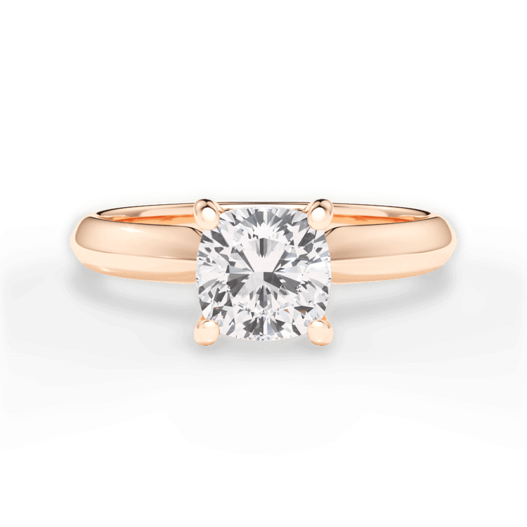 The Zoya Cushion Cut 18kt Rose Gold Solitaire Knife-Edge Engagement Ring