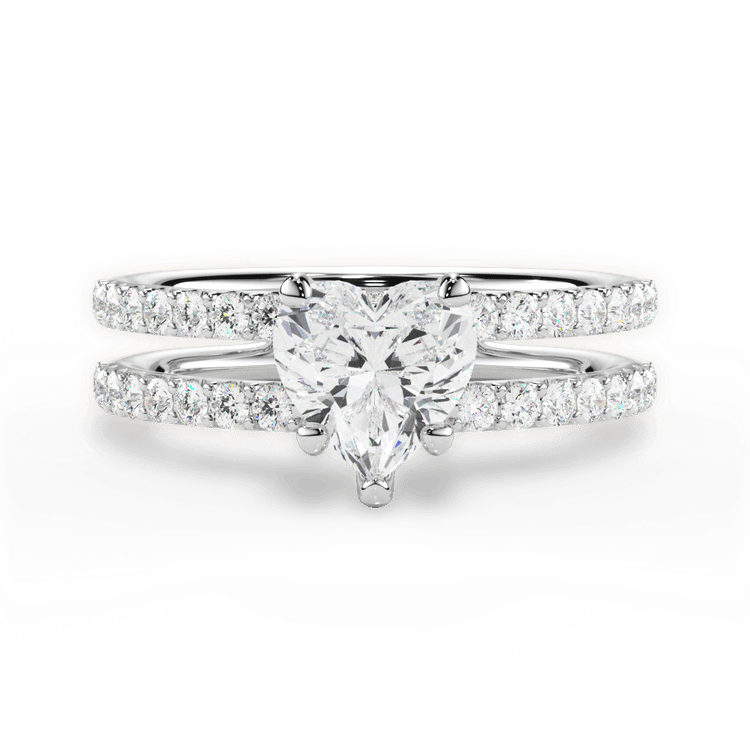 The Astra Heart Shaped Platinum Double Row Diamond Engagement Ring
