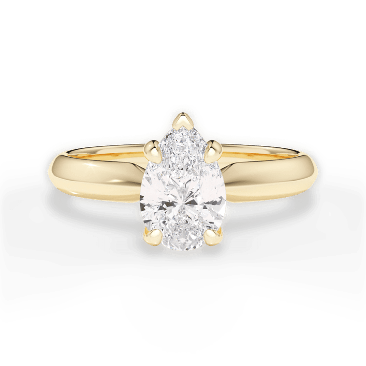 The Kora Pear Cut 18kt Yellow Gold Solitaire Knife-Edge Engagement Ring