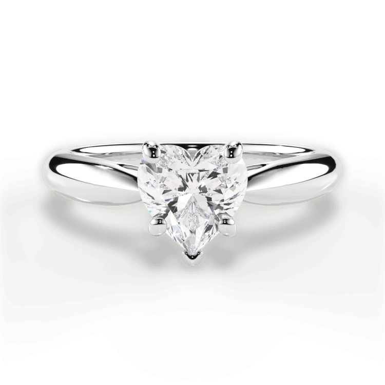 The Jasmine Heart Shaped Platinum Tapered Cathedral Solitaire Engagement Ring