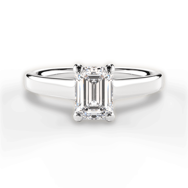 The Lily Emerald Cut Platinum Solitaire Tulip Cathedral Engagement Ring