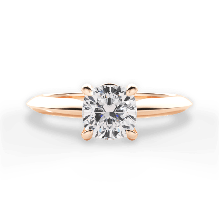 The Kora Cushion Cut 18kt Rose Gold Solitaire Knife-Edge Engagement Ring