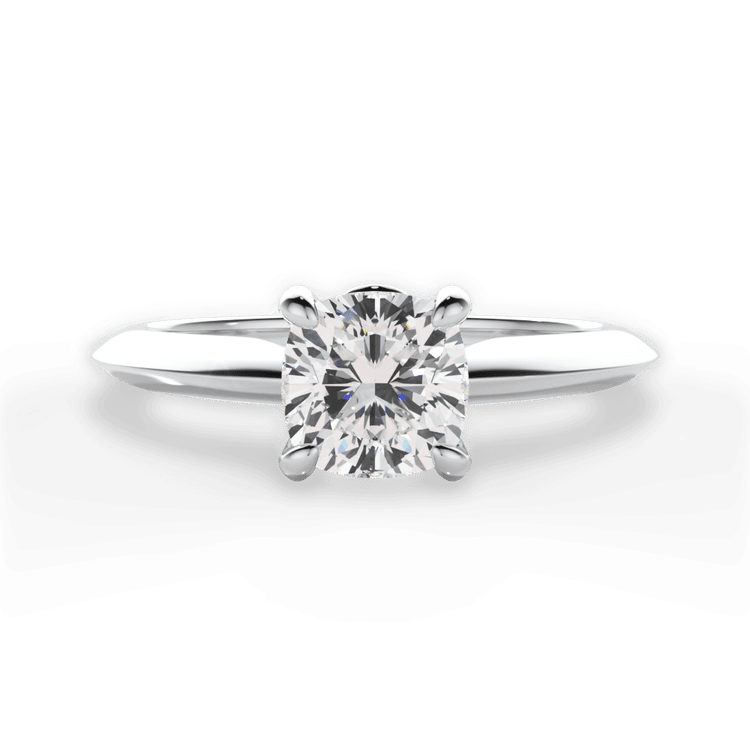 The Althea Cushion Cut Platinum Solitaire Knife-Edge Engagement Ring
