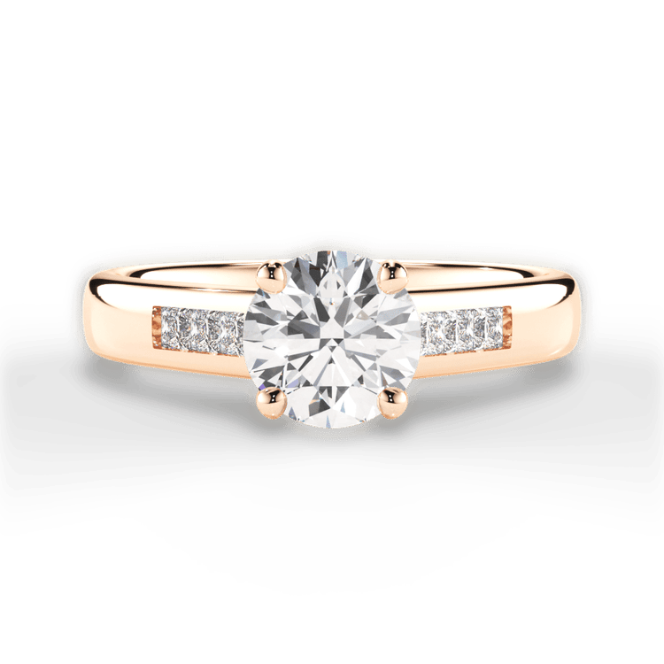 The Valentina Round Cut 18kt Rose Gold Solitaire Channel-Set Diamond Band Engagement Ring