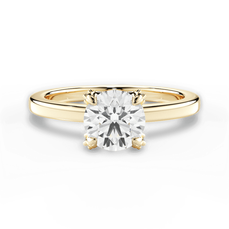 The Amara Round Cut 18kt Yellow Gold Diamond Collar Solitaire Engagement Ring