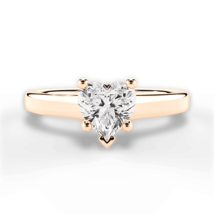 The Lily Heart Shaped 18kt Rose Gold Solitaire Tulip Cathedral Engagement Ring