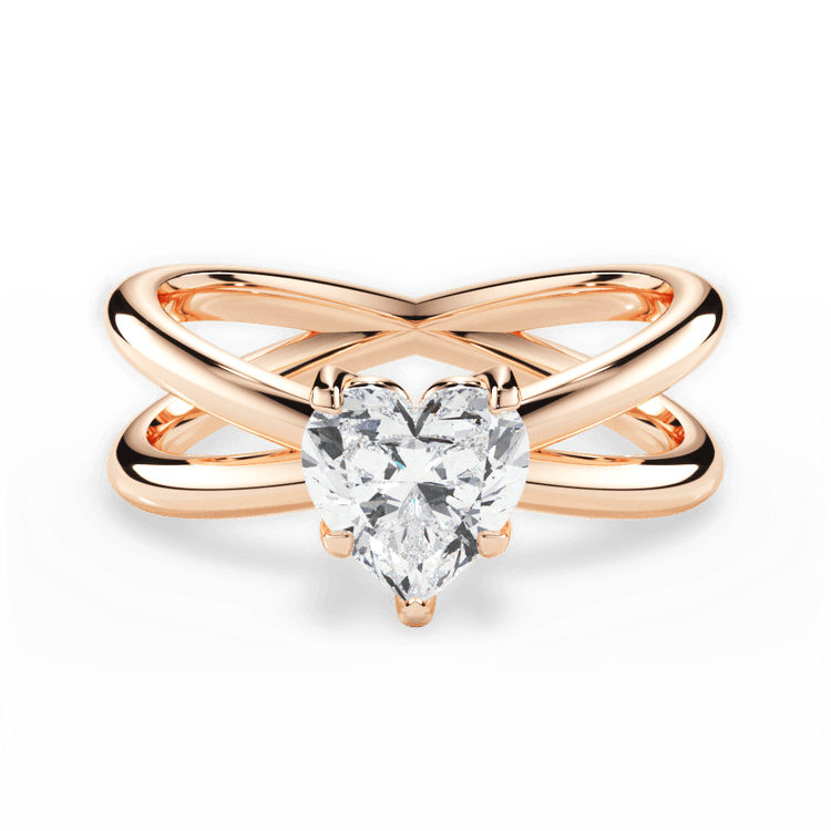 The Ciara Heart Shaped 18kt Rose Gold Split Double Band Solitaire Engagement Ring