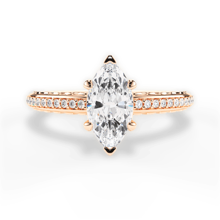 The Gio Marquise Cut 18kt Rose Gold Engraved Diamond Engagement Ring