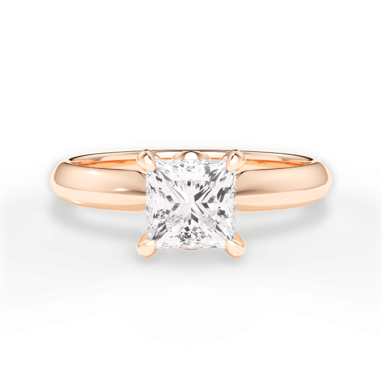 The Kora Princess Shaped 18kt Rose Gold Solitaire Knife-Edge Engagement Ring