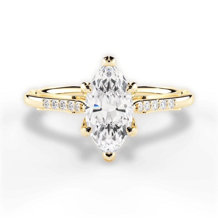 The Stephie Marquise Cut 18kt Yellow Gold Modern French-Set Band Diamond Engagement Ring