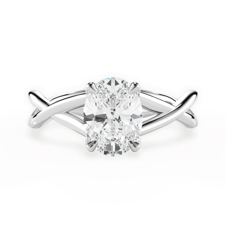 The Carmella Oval Cut Platinum Open-Twist Solitaire Engagement Ring