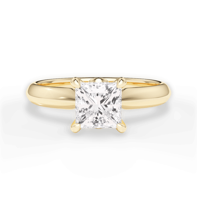 The Kora Princess Shaped 18kt Yellow Gold Solitaire Knife-Edge Engagement Ring