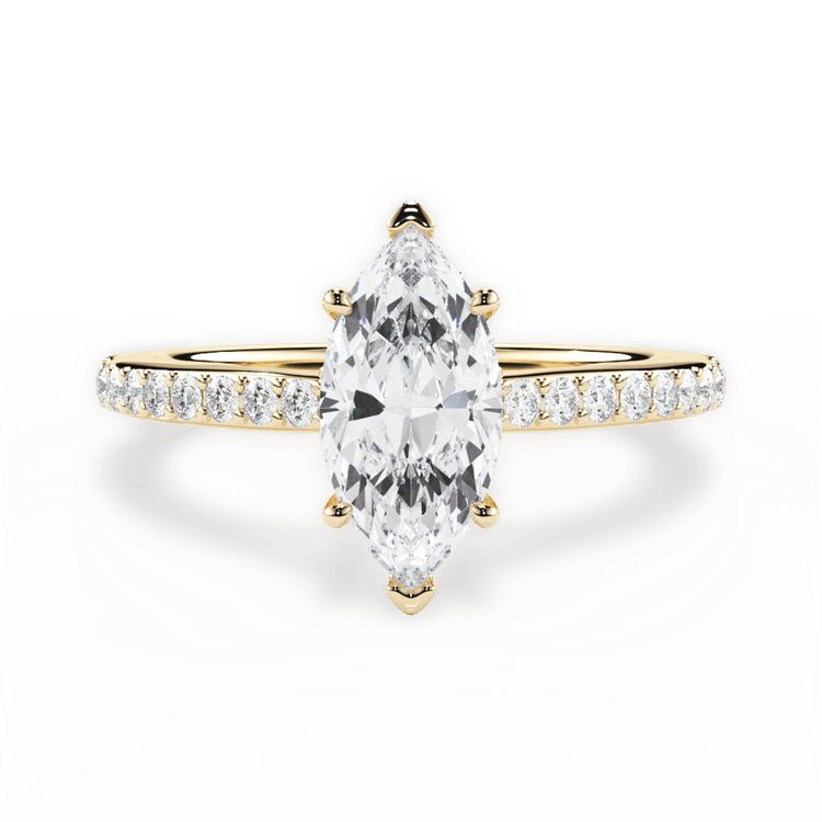 The Suri Marquise Cut 18kt Yellow Gold Hidden Halo Diamond Engagement Ring