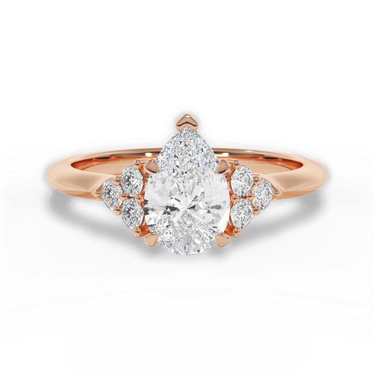 The Dalia Princess Cut 18kt Rose Gold Cluster Sidestone Diamond Engagement Ring