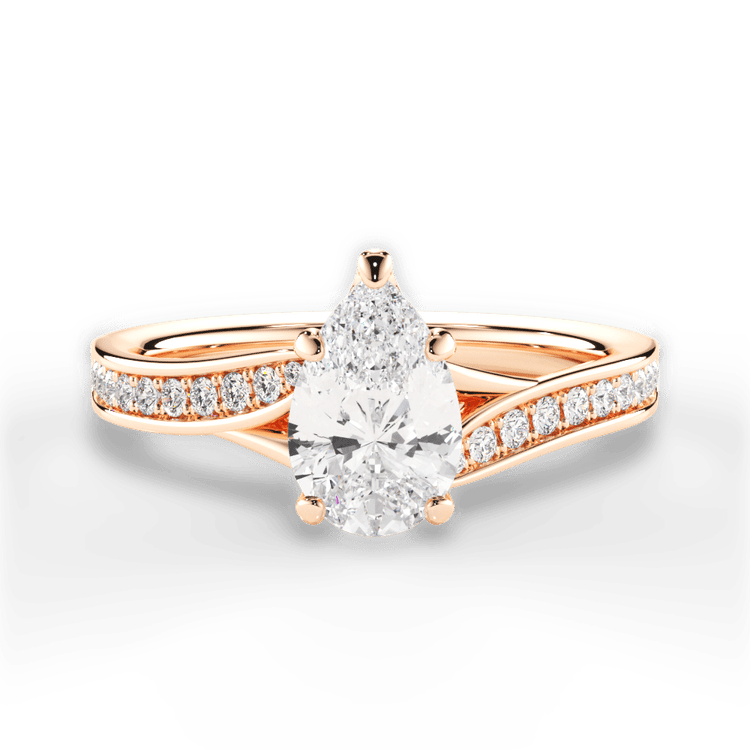 The Alba Princess Cut 18kt Rose Gold Bypass Micropavé Diamond Band Engagement Ring