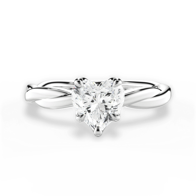The Nina Heart Shaped Platinum Twisted Solitaire Engagement Ring
