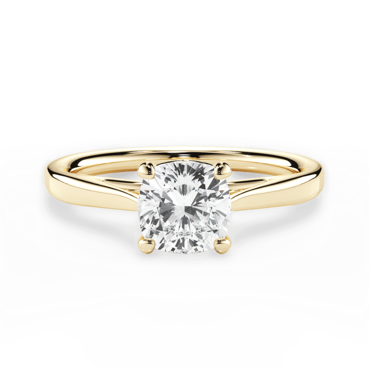 The Vera Cushion Cut 18kt Yellow Gold Solitaire Engagement Ring