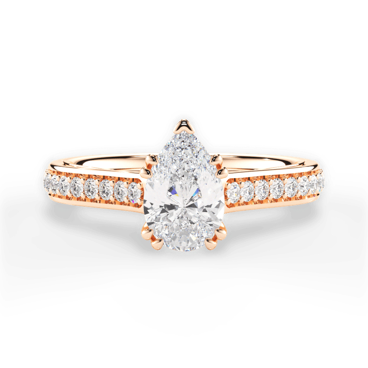 The Gloria Princess Cut 18kt Rose Gold Pavé Double-Prong Engagement Ring