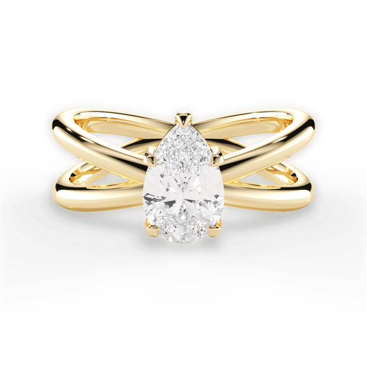 The Ciara Princess Cut 18kt Yellow Gold Split Double Band Solitaire Engagement Ring
