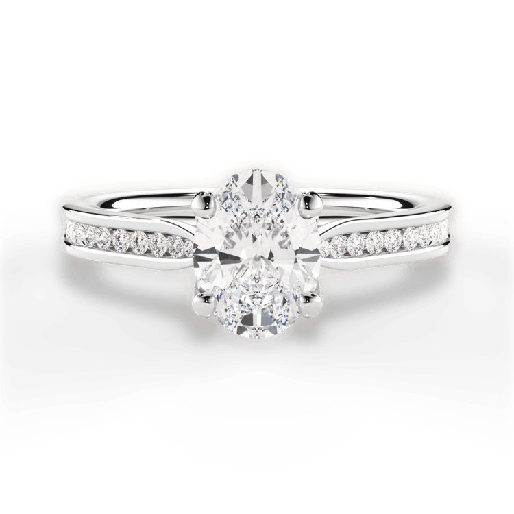 The Imani Oval Cut Platinum Channel-Set Diamond Engagement Ring