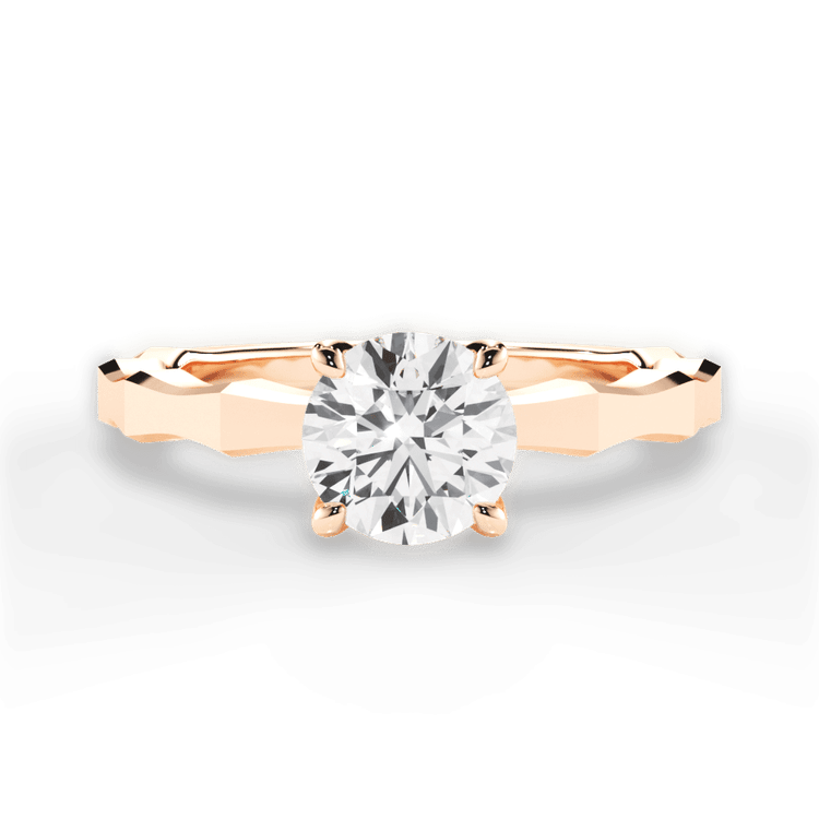 The Maddie Round Cut 18kt Rose Gold Octagon Solitaire Engagement Ring