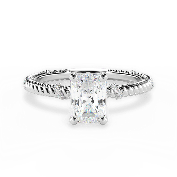The Hailey Radiant Cut Platinum Twisted Rope Diamond Engagement Ring