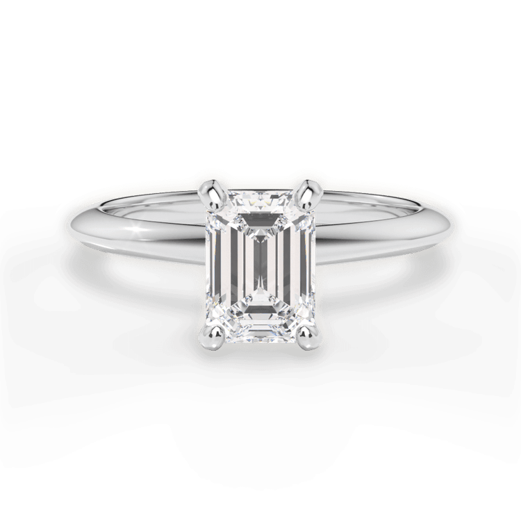 The Milena Emerald Cut Platinum Solitaire Knife-Edge Engagement Ring