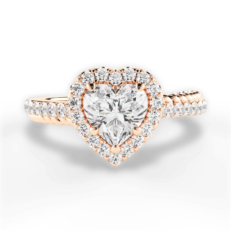 The Xiomara Heart Shaped 18kt Rose Gold Two-Sided Split Diamond Engagement Ring