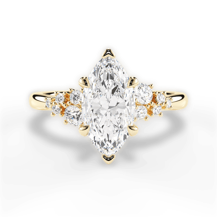 The Isadora Marquise Cut 18kt Yellow Gold Cluster Sidestone Diamond Engagement Ring