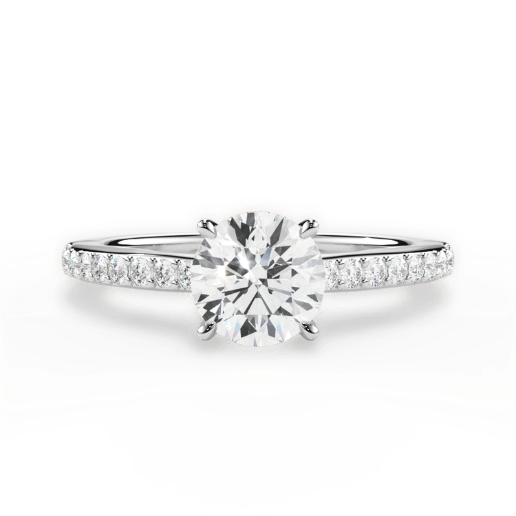 The Suri Round Cut Platinum Hidden Halo Diamond Engagement Ring