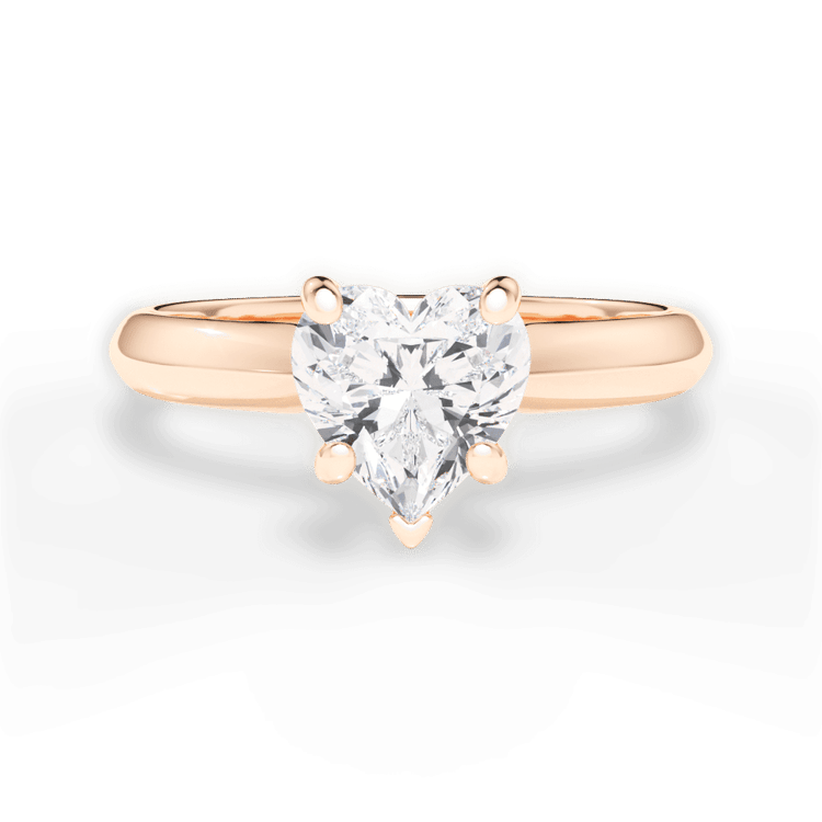 The Zoya Heart Shaped 18kt Rose Gold Solitaire Knife-Edge Engagement Ring