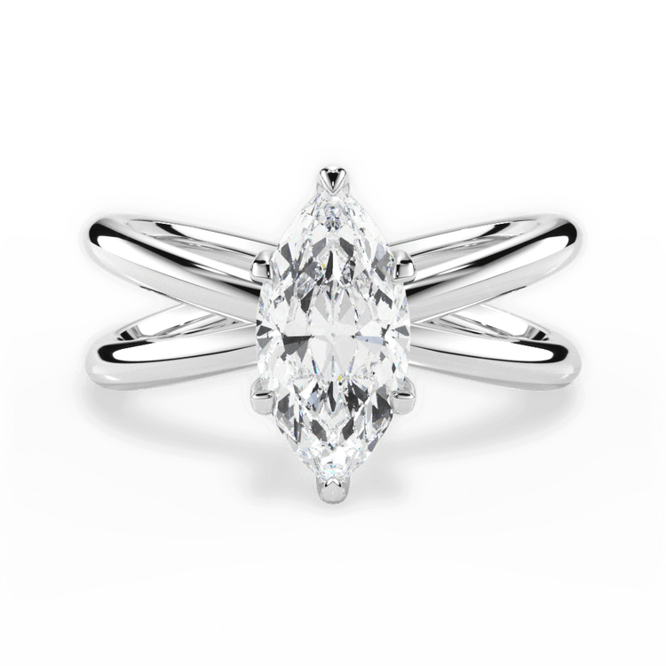 The Ciara Marquise Cut Platinum Split Double Band Solitaire Engagement Ring