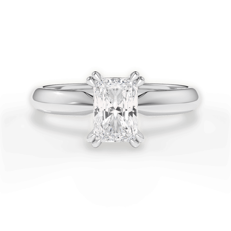The Tallulah Radiant Cut Platinum Solitaire Knife-Edge Tulip Engagement Ring